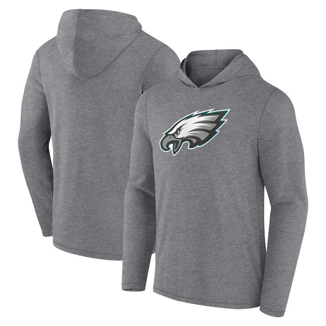 Men's Gray Philadelphia Eagles Heather Primary Logo Long Sleeve Hoodie T-Shirt